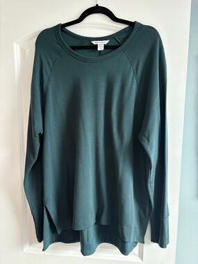 Athleta Coaster Luxe Deep Teal Scoop Neck Lightweight Crew Sweatshirt
